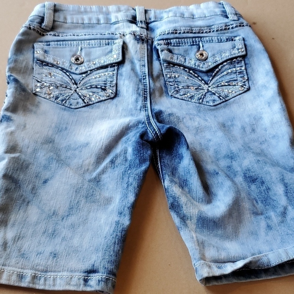 Revolution by Revolt distressed 5 pckt jewel studded denim shorts Girls… - Picture 6 of 10
